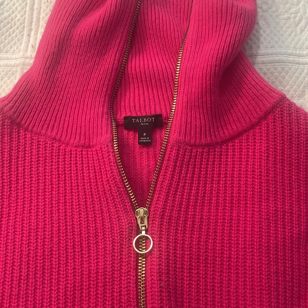 Talbots Petite P pink cotton knit sweater EUC. No stains or piling. - Picture 2 of 4